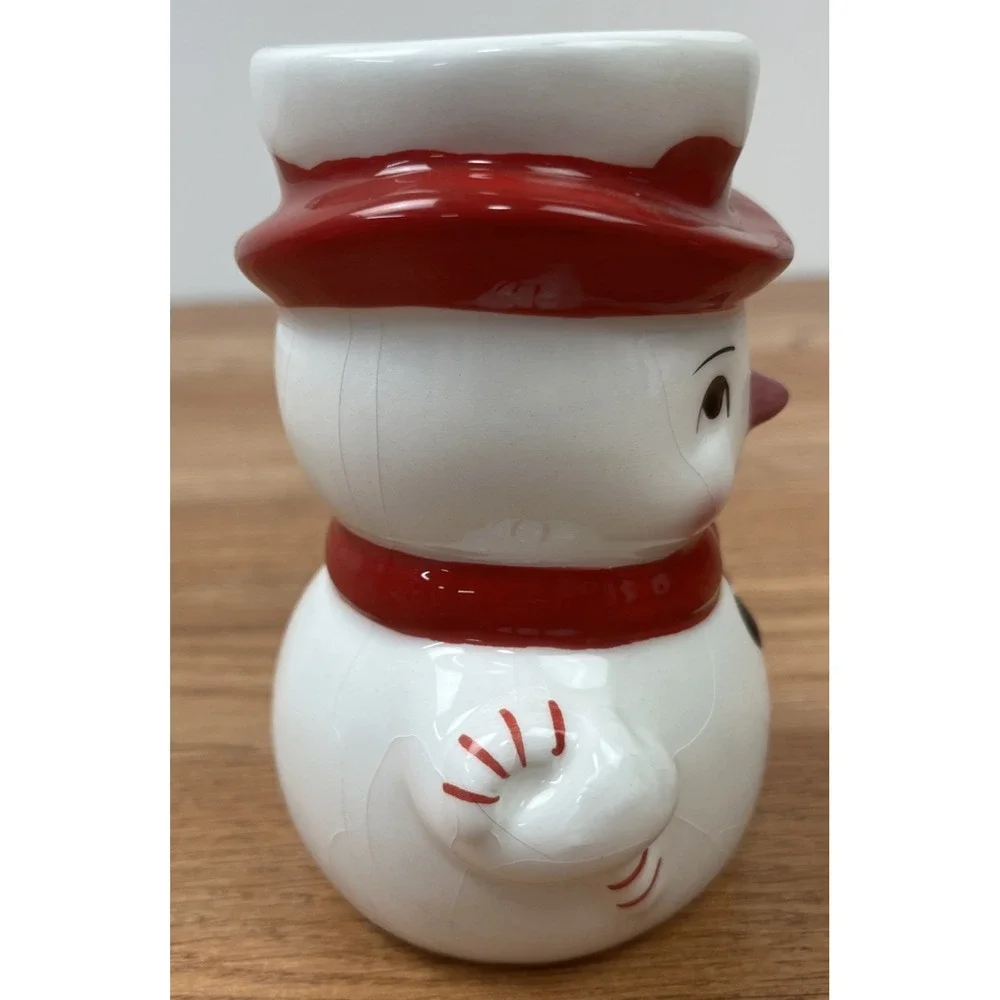 Pottery Barn Set of 2 Christmas Mugs Reindeer & Snowman Vintage Style